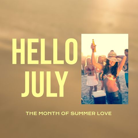 Hello July Beach Party Celebration in Summer - Download Free Stock Templates Pikwizard.com