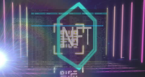 NFT Concept Over Digital Data with QR Code
