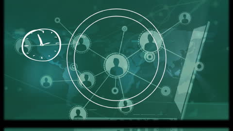 Digital Network Connections with Global Reach Over Laptop