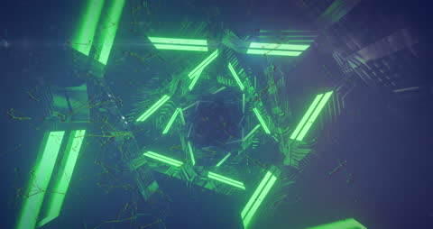 Futuristic Neon Tunnel with Geometric Patterns