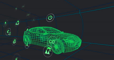 Futuristic Car Design with Digital Network Interface