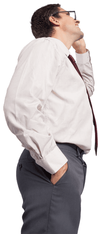 Transparent Image Businessman Thinking Touching Glasses