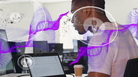 Futuristic Businesswoman Using Tablet with Data Processing Animation