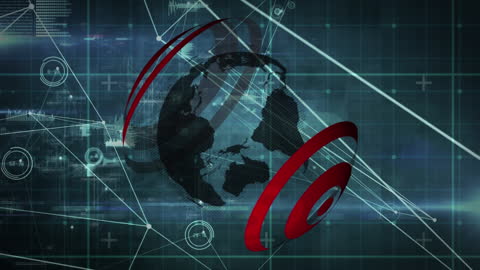 Abstract Globe with Soundwaves and Holographic Designs