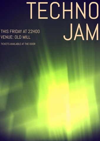 Electrifying Techno Jam Party Poster with Neon Lights - Download Free Stock Templates Pikwizard.com