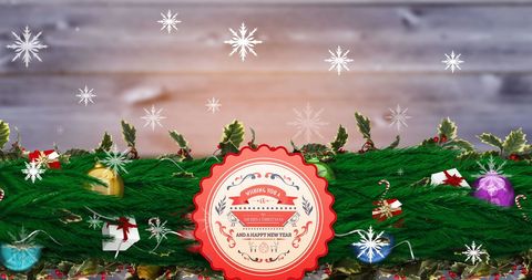 Festive Christmas Banner with Snowflakes and Greenery