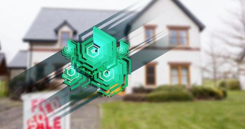 Modern Digital Overlay on Suburban Home for Sale