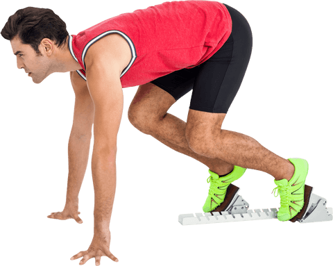 male athlete in transparent ready-to-run position - Download Free Stock Videos Pikwizard.com