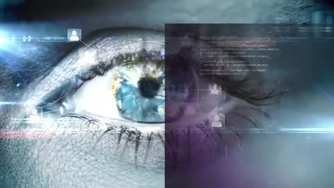 Futuristic Human Eye with Digital Data Overlay Animation