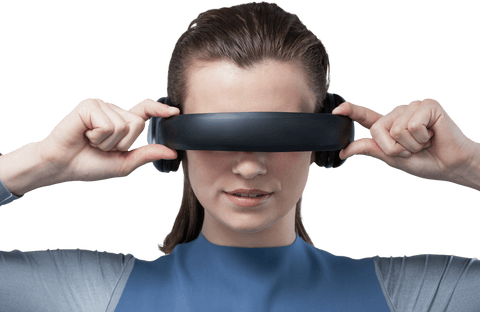 proactive woman holding transparent virtual reality glasses close up - Download Free Stock Videos Pikwizard.com