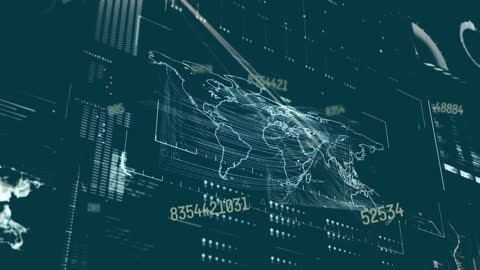 Digital Data Processing with Abstract World Map Animation