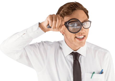 transparent geeky businessman with magnifying glass exploring - Download Free Stock Videos Pikwizard.com