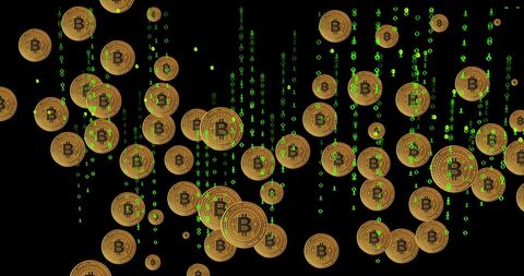 Cryptocurrency Bitcoins Against Code Background - Download Free Stock Images Pikwizard.com