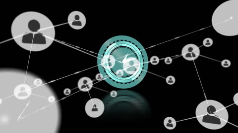 Digital Network Concept with Clock and Hyperlinked Icons