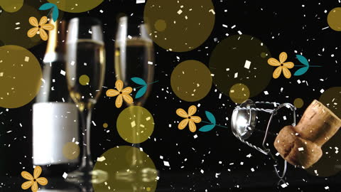 Celebratory Champagne Toast with Falling Confetti Animation