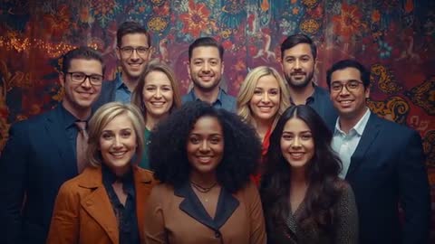 Diverse Professional Team Posing Together in Studio