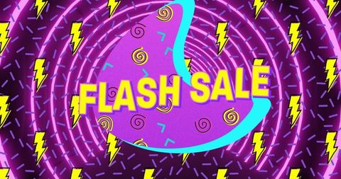 Vibrant Abstract Pop-Art Flash Sale Design with Lightning Bolts