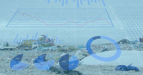 Statistical Data Visualizations Over Landfill Site - Download Free Stock Images Pikwizard.com