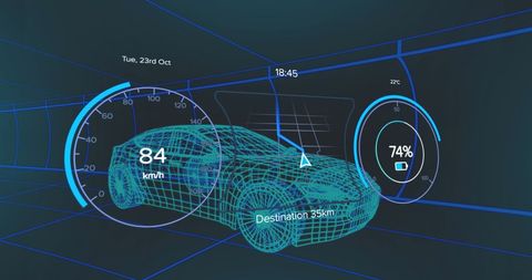 Futuristic Holographic Dashboard Display of Electric Car - Download Free Stock Images Pikwizard.com