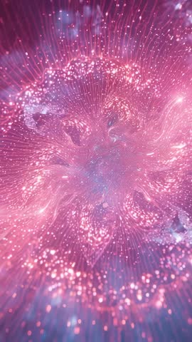 Pulsing Neon Particle Flower Vortex - Vertical Kaleidoscope Glow Loop for Mobile Visuals
