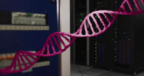 DNA Strand in Modern Data Center Highlights Biotechnology and Computing