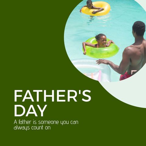 Father Enjoying Pool Time with Kids on Sunny Day - Download Free Stock Templates Pikwizard.com