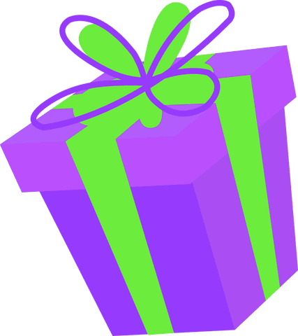 3d gift box glowing in vibrant colors with transparent background