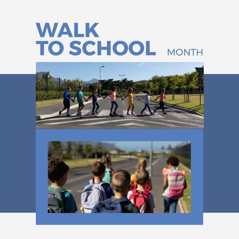 celebrating walk to school month with diverse children - Download Free Stock Templates Pikwizard.com