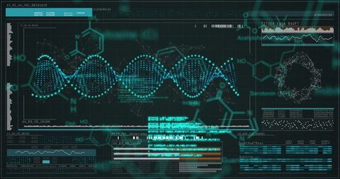 Digital DNA and Brain Data Interface Display in Dark Theme - Download Free Stock Images Pikwizard.com