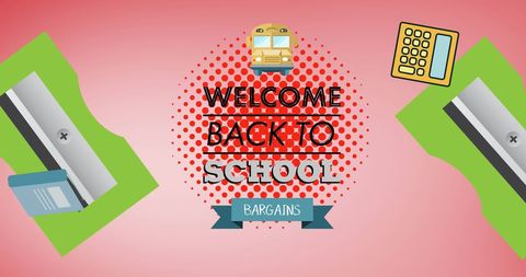 Back to school sale with colorful school supplies