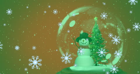 Festive Snow Globe Animation with Snowman and Christmas Tree
