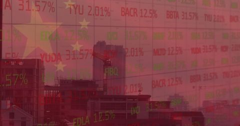 Chinese Economy and Stock Market Concept with Cityscape Overlay