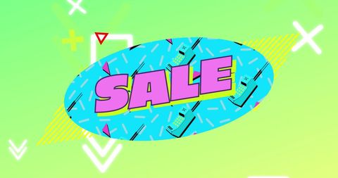 Retro Sale Announcement with Colorful Geometric Elements