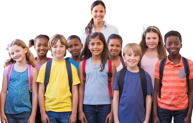 Smiling Children with Teacher on Transparent Background, Elementary School - Download Free Stock Videos Pikwizard.com