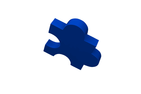 Blue puzzle piece on transparent background for jigsaw concept designs