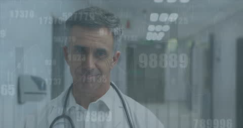 Doctor Analyzing Medical Data in Hospital Corridor