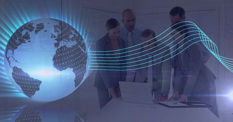 Global business team strategy and innovation meeting