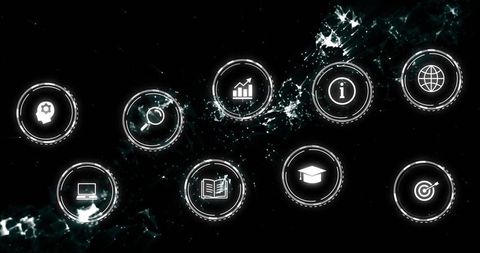 Futuristic Digital Interface With Tech Network Icons