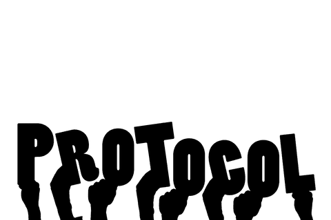 Hands presenting protocol text on transparent background