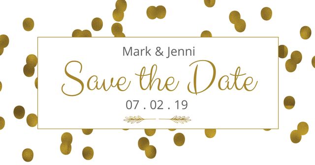 Elegant Gold Polka Dot Save the Date Card - Download Free Stock Templates Pikwizard.com