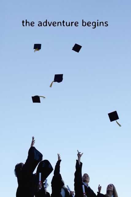 Graduates Throwing Caps Celebrating New Beginnings - Download Free Stock Templates Pikwizard.com