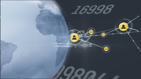 Digital Global Network With Data Connections and User Icons
