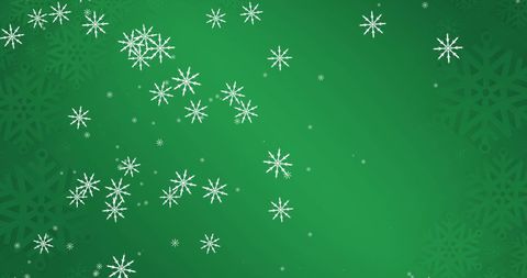 White Snowflakes on Green Background for Christmas Design