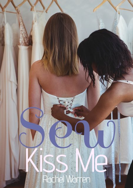 Image featuring a bride with long blonde hair having her wedding dress adjusted by a seamstress in a bridal boutique. The seamstress, of ethnic diversity, is ensuring a perfect lace-up back fit for the gown. This image conveys themes of wedding preparation, personalized tailoring, and the intimate, special moments that lead up to a wedding day. It can be used for wedding planning blogs, bridal magazines, advertisements for bridal shops, or promotional materials for wedding dress designers.