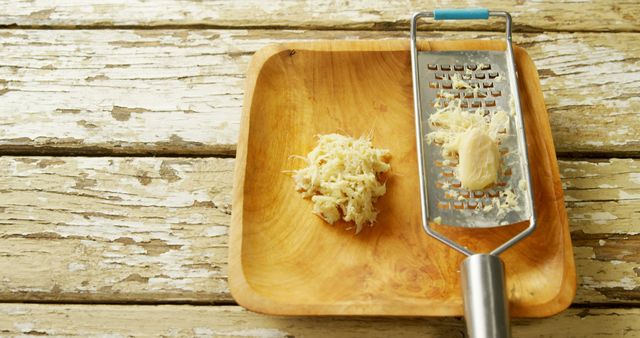 Freshly Grated Ginger on Rustic Wooden Tray - Download Free Stock Images Pikwizard.com