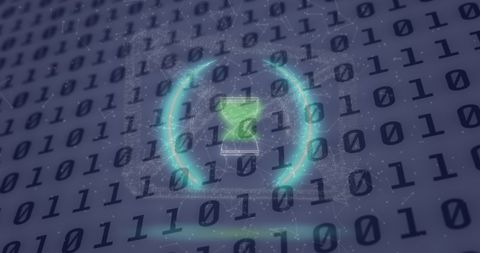 Neon Hourglass over Binary Code on Digital Interface - Download Free Stock Images Pikwizard.com
