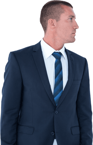 Confident Businessman Looking Away on Transparent Background