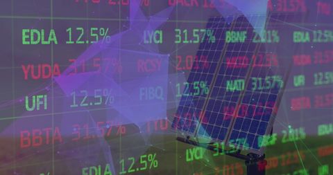 Solar Panels Overlaid with Stock Market Data Visualizations - Download Free Stock Images Pikwizard.com