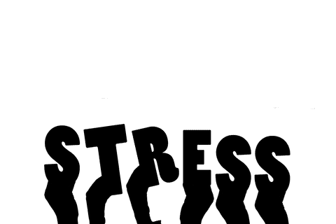 Illustrated Hand with Stress Text on Transparent Background