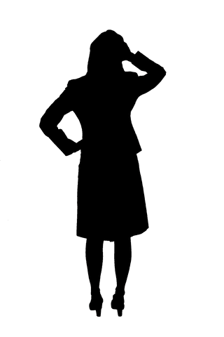 Black Silhouette of Woman on Transparent Background